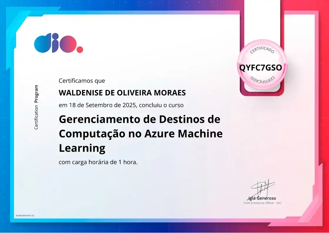 certificate of Gerenciamento de Destinos de Computação no Azure Machine Learning