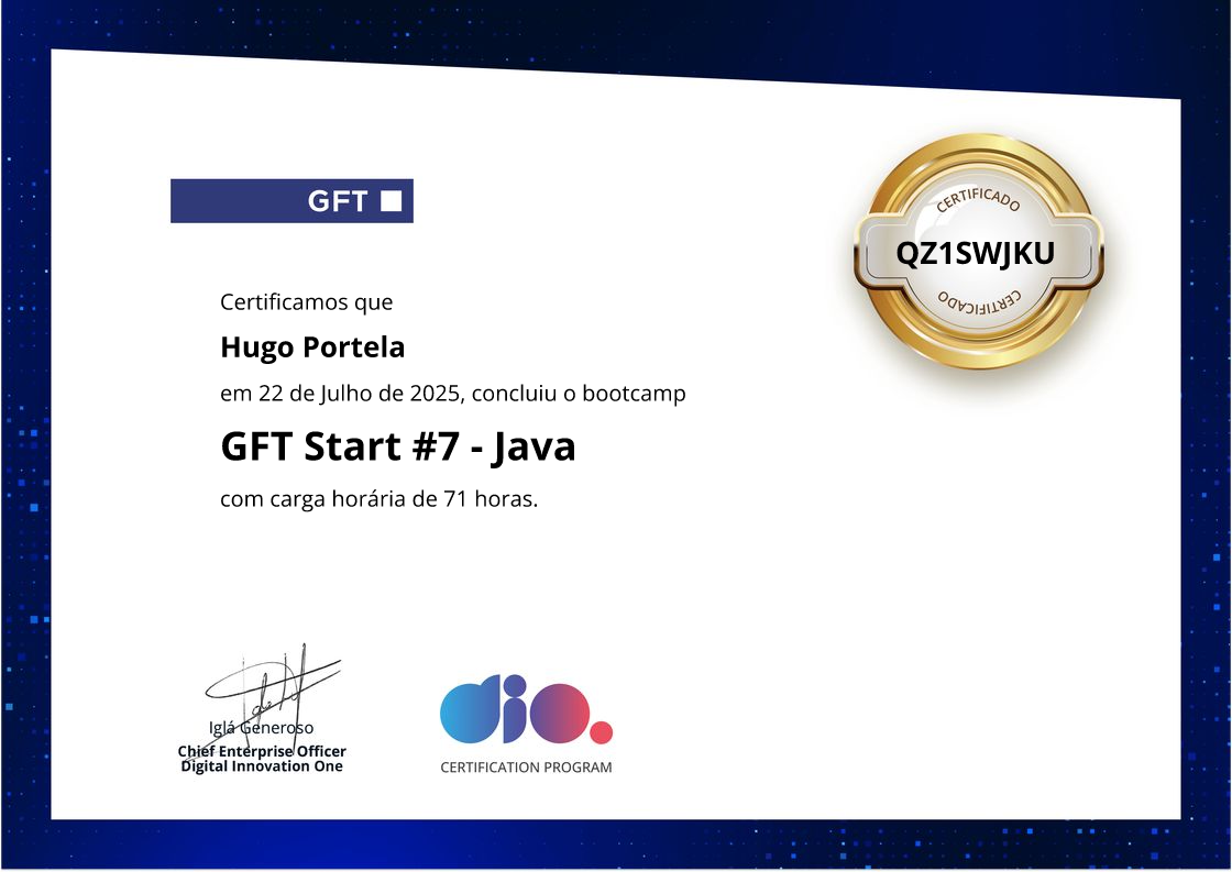 certificate of GFT Start #7 - Java