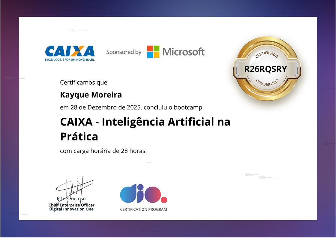 certificate of CAIXA - Inteligência Artificial na Prática