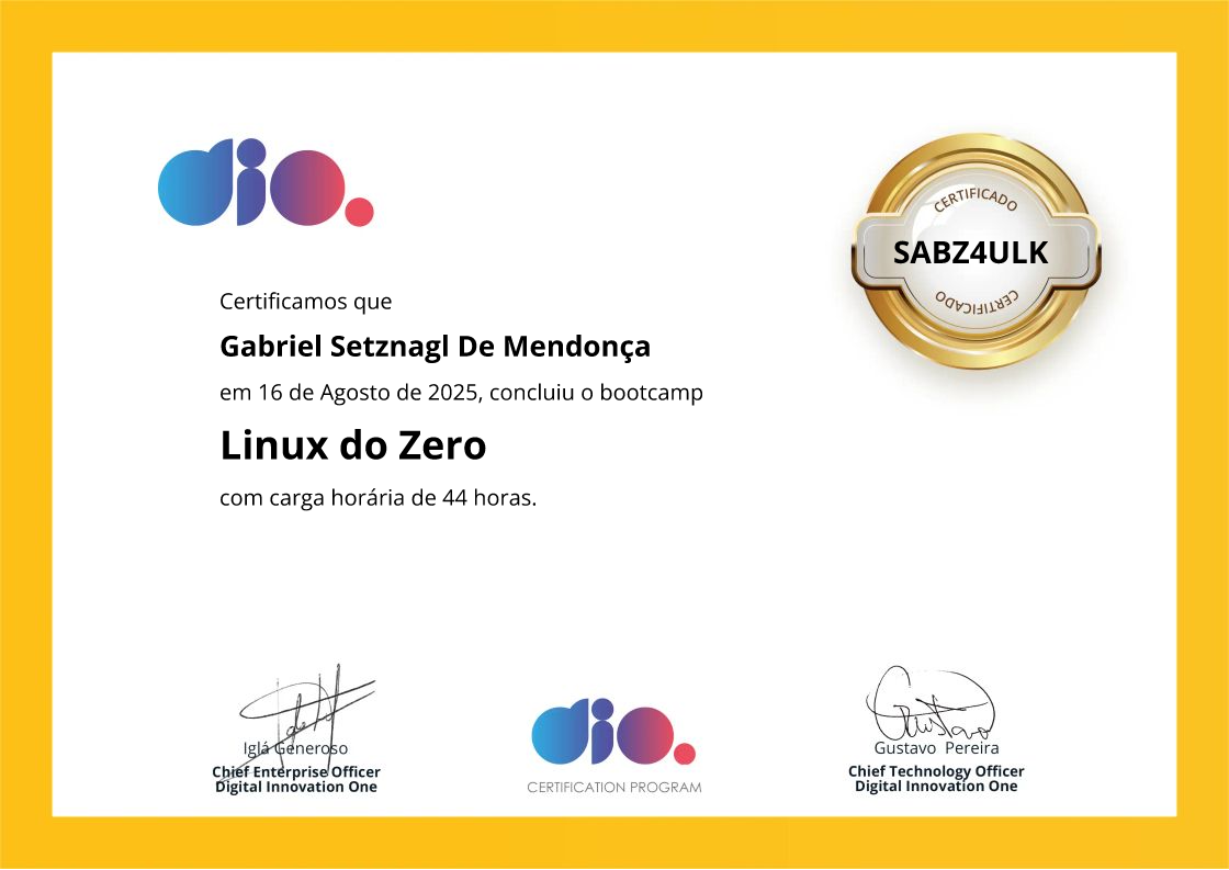 certificate of Linux do Zero