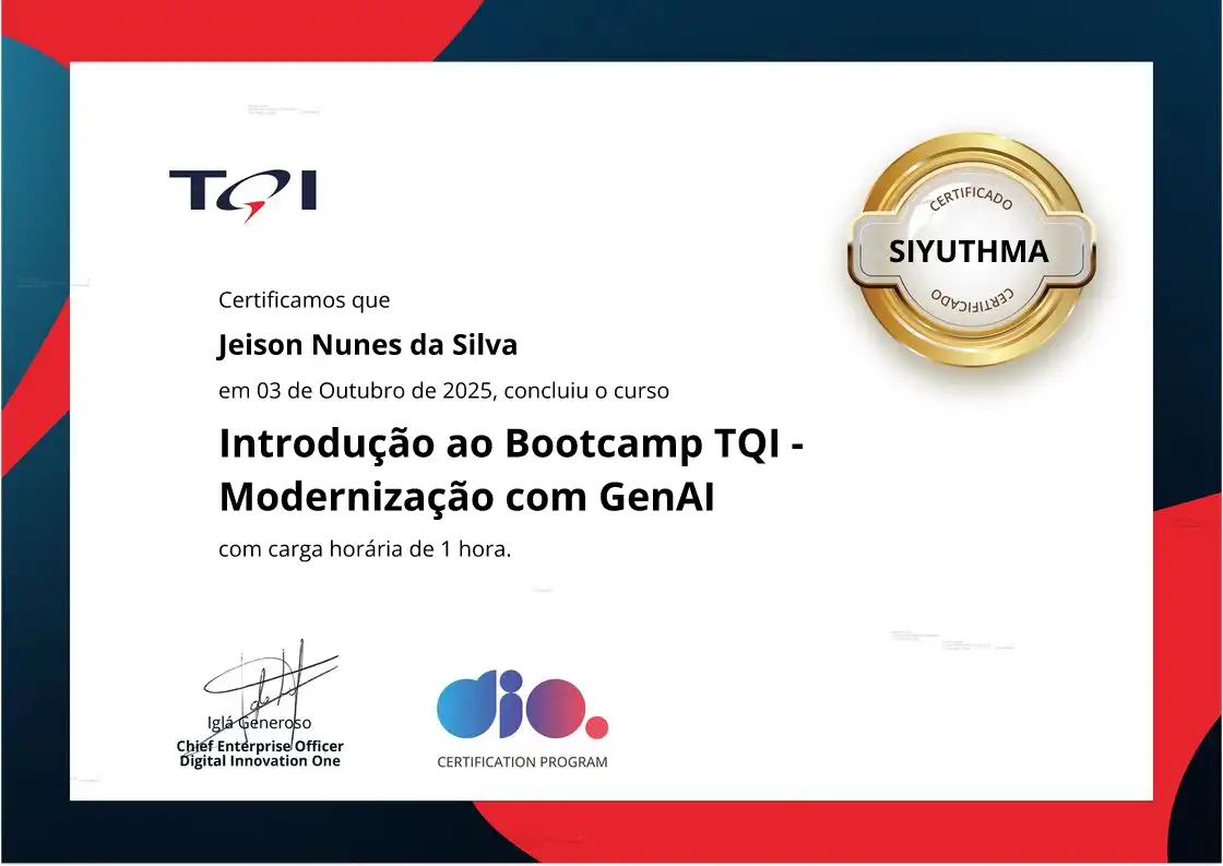 certificate of Introdução ao Bootcamp TQI - Modernização com GenAI
