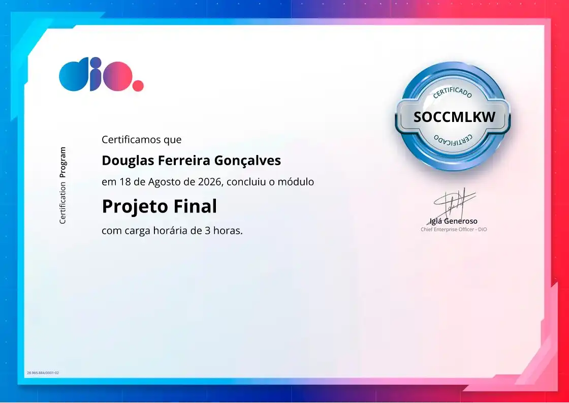 certificate of Projeto Final