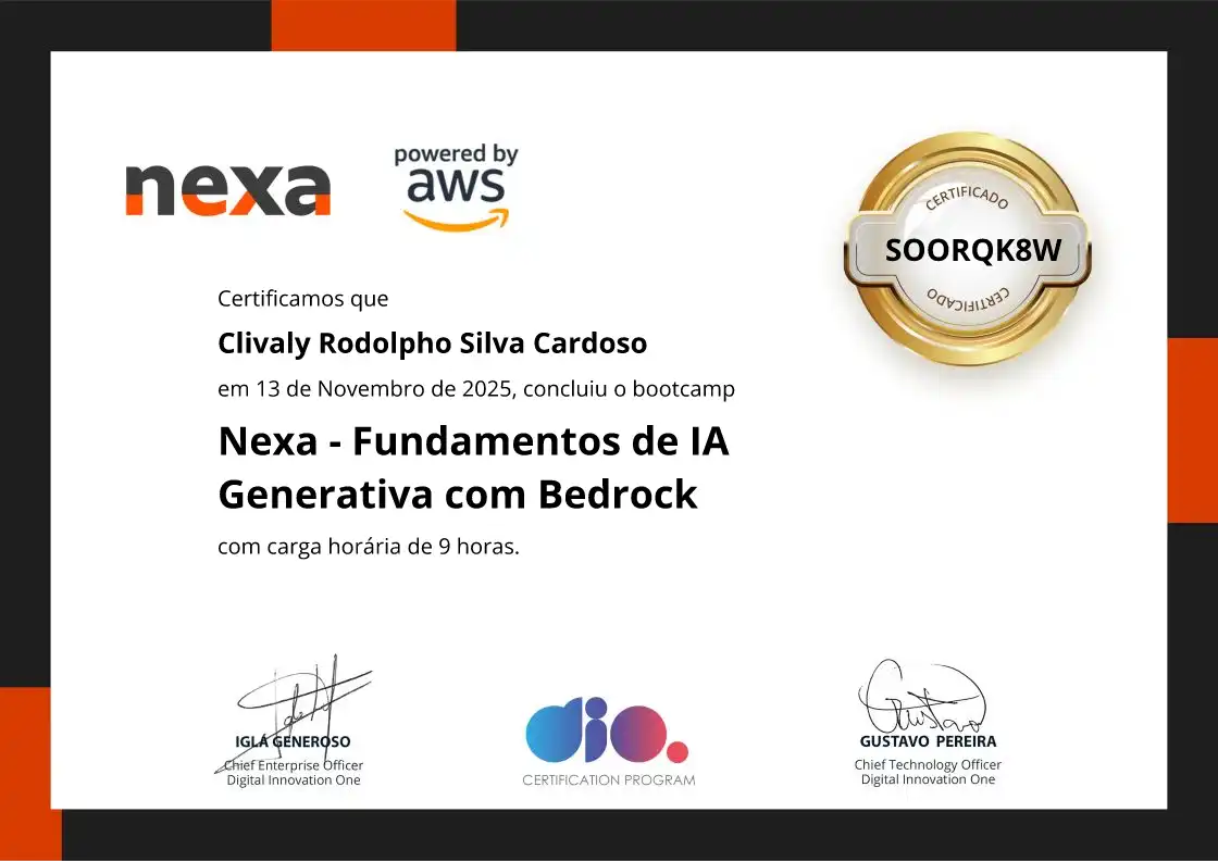 certificate of Nexa - Fundamentos de IA Generativa com Bedrock