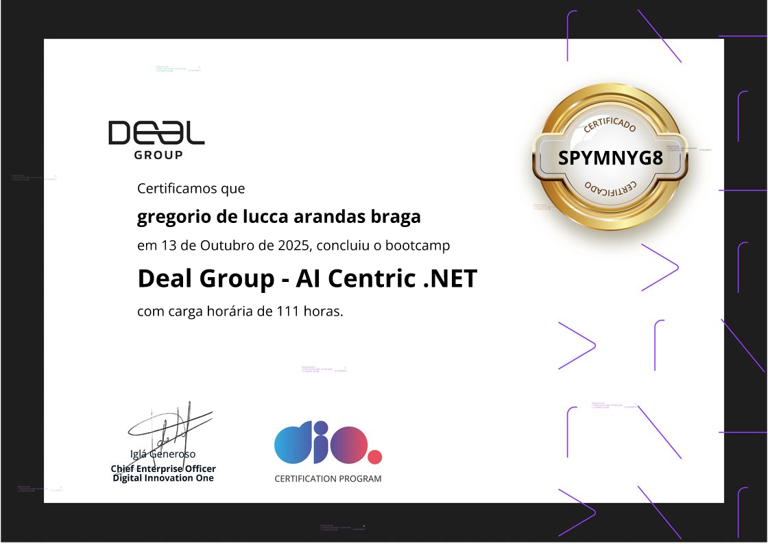 certificate of Deal Group - AI Centric .NET