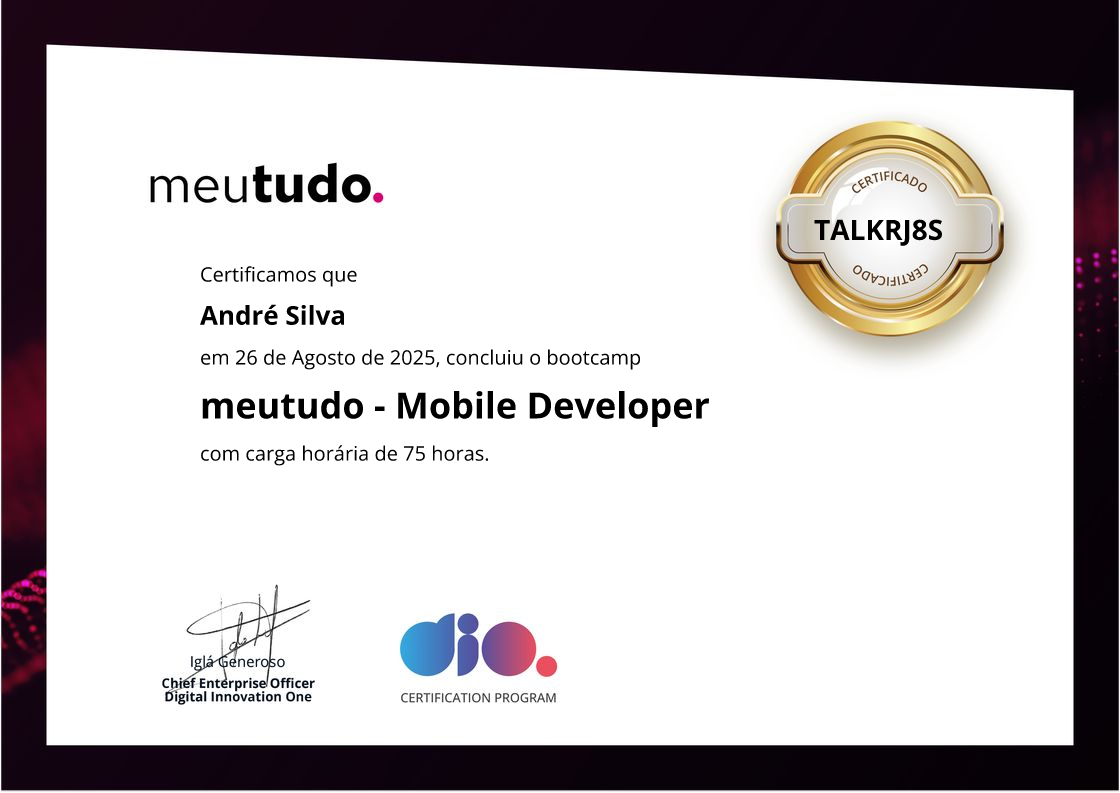certificate of meutudo - Mobile Developer