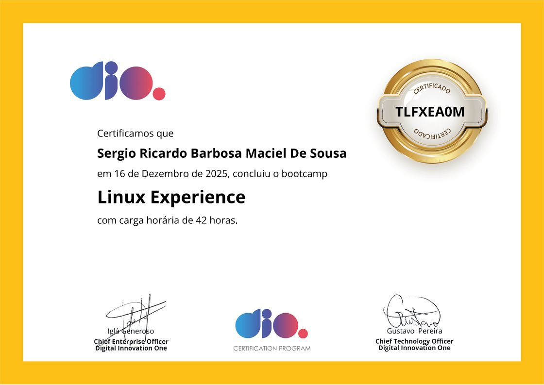 certificate of Linux Experience