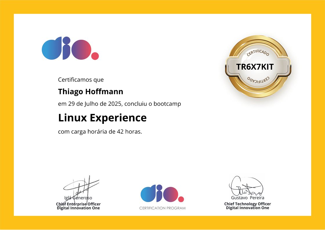 certificate of Linux Experience