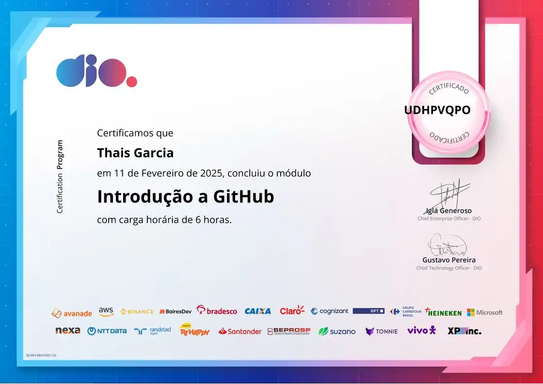 certificate of Introdução a GitHub