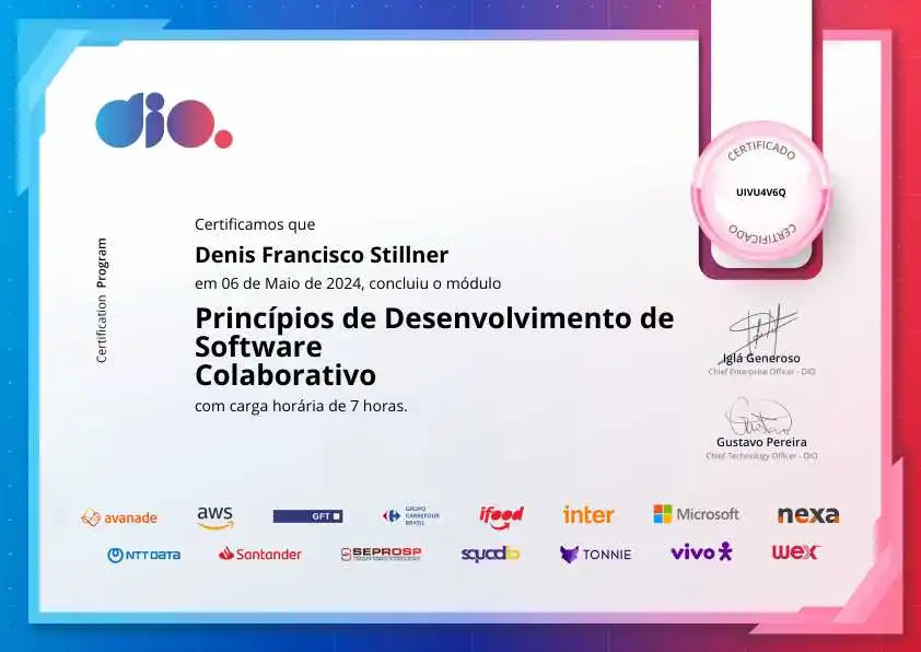 certificate of Princípios de Desenvolvimento de Software Colaborativo