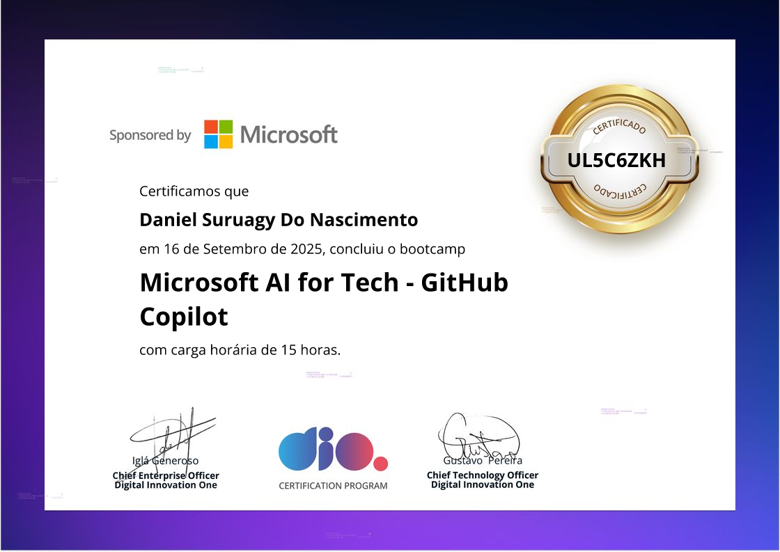 certificate of Microsoft AI for Tech - GitHub Copilot