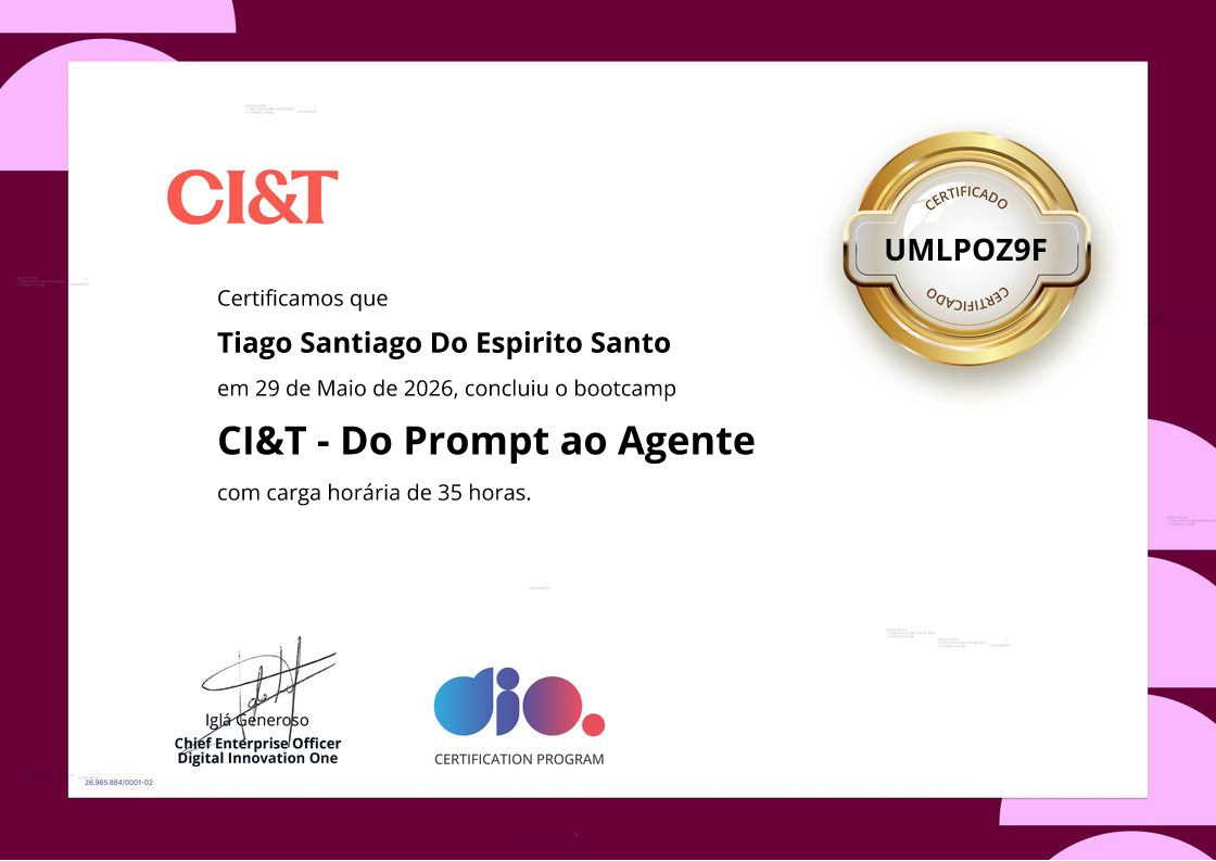 certificate of CI&T - Do Prompt ao Agente