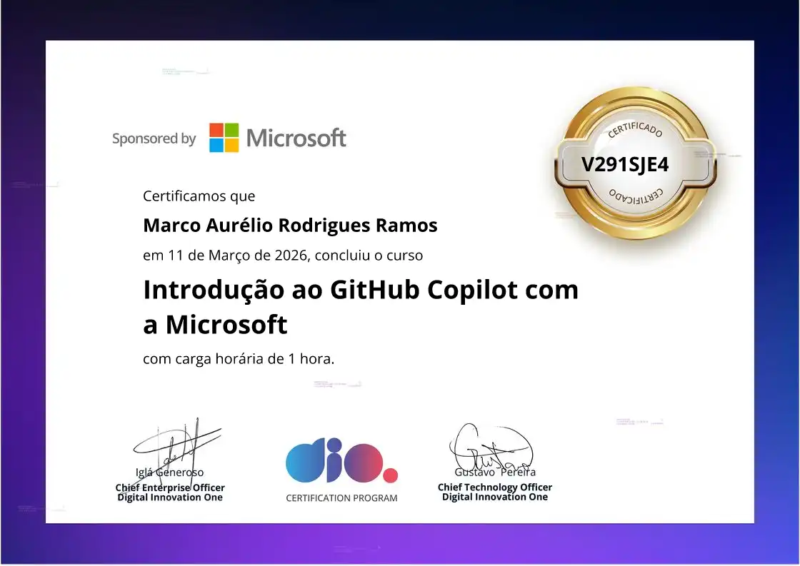certificate of Introdução ao GitHub Copilot com a Microsoft