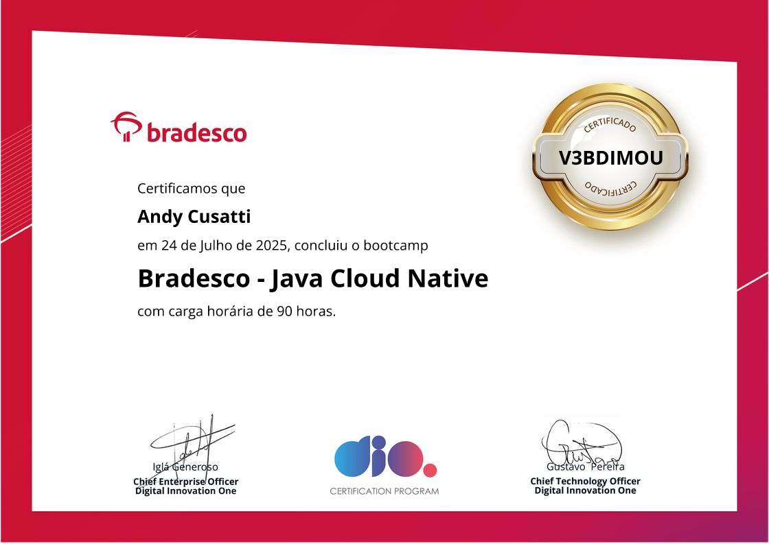 certificate of Bradesco - Java Cloud Native