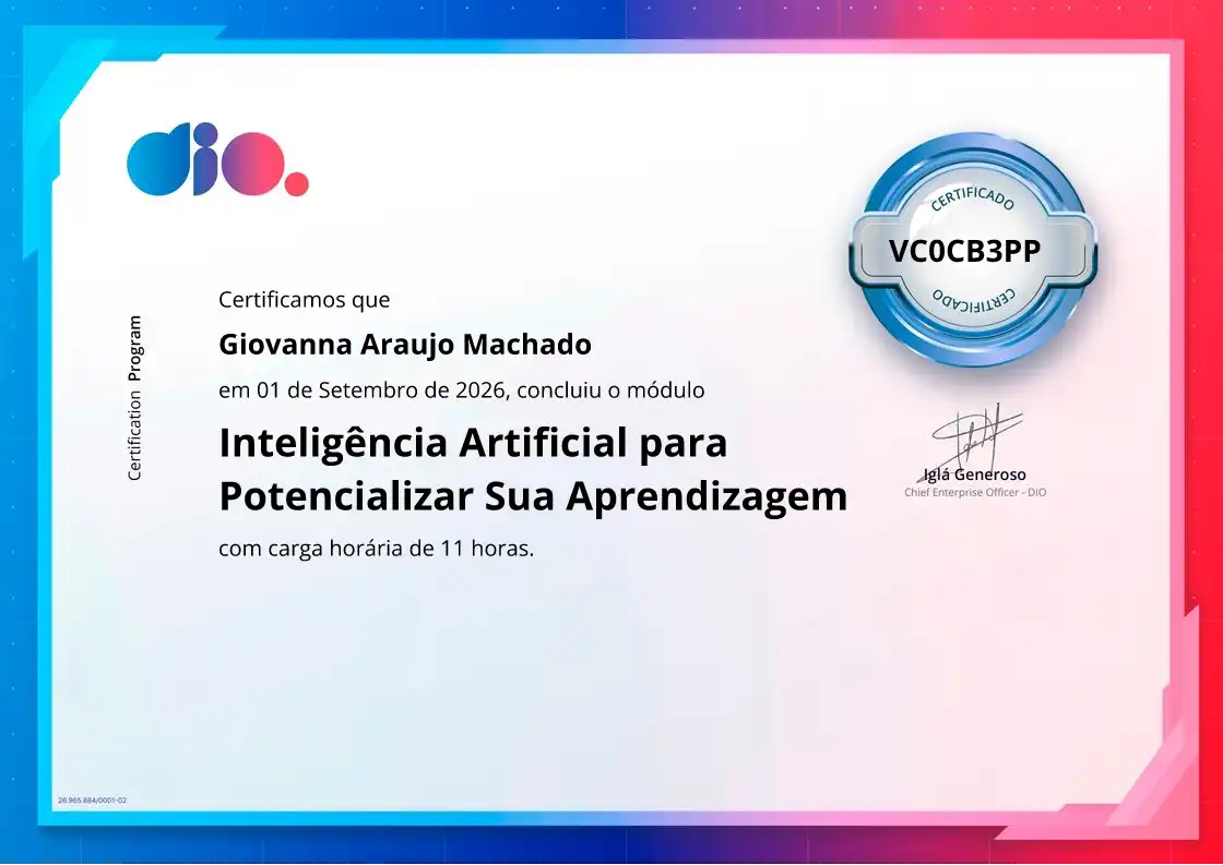 certificate of Inteligência Artificial para Potencializar Sua Aprendizagem