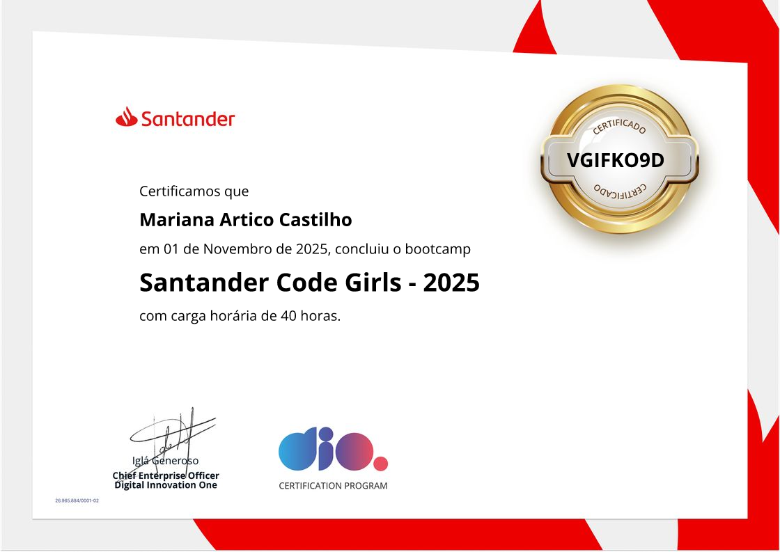 certificate of Santander Code Girls - 2025