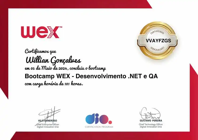 Willian Gonçalves - Desenvolvedor de Software | C# | .NET | Java ...