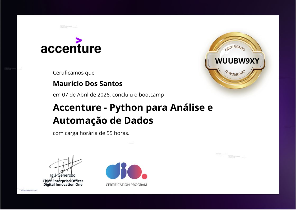 certificate of Accenture - Python para Análise e Automação de Dados