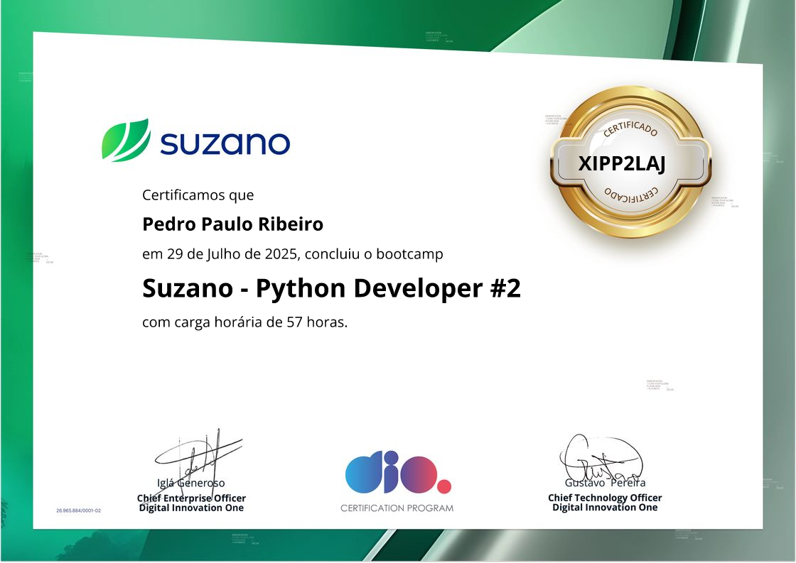 certificate of Suzano - Python Developer #2