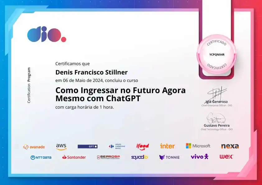 certificate of Como Ingressar no Futuro Agora Mesmo com ChatGPT