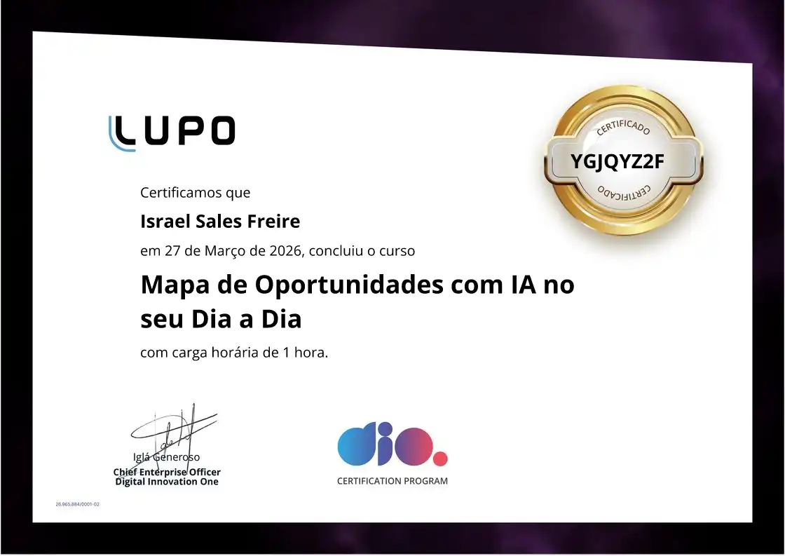 certificate of Mapa de Oportunidades com IA no seu Dia a Dia