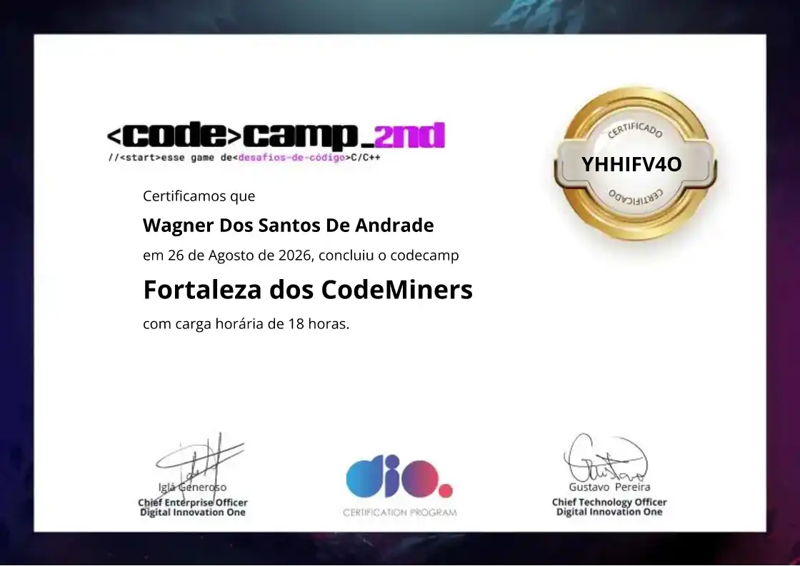 certificate of Fortaleza dos CodeMiners