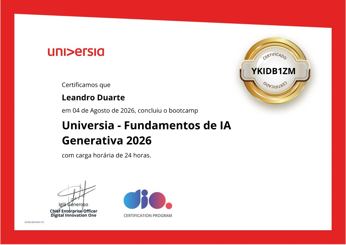 certificate of Universia - Fundamentos de IA Generativa 2026