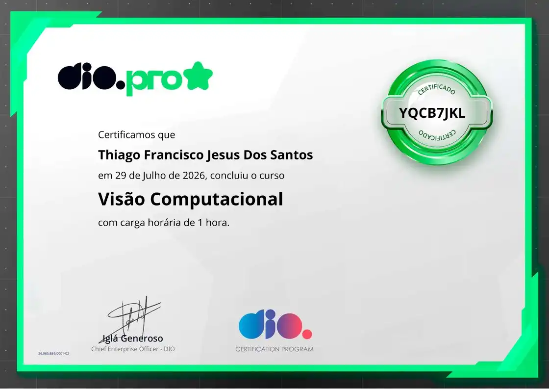 certificate of Visão Computacional