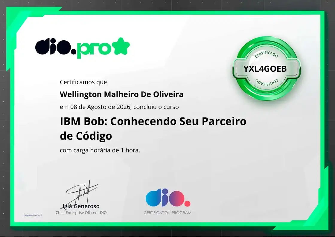 certificate of IBM Bob: Conhecendo Seu Parceiro de Código