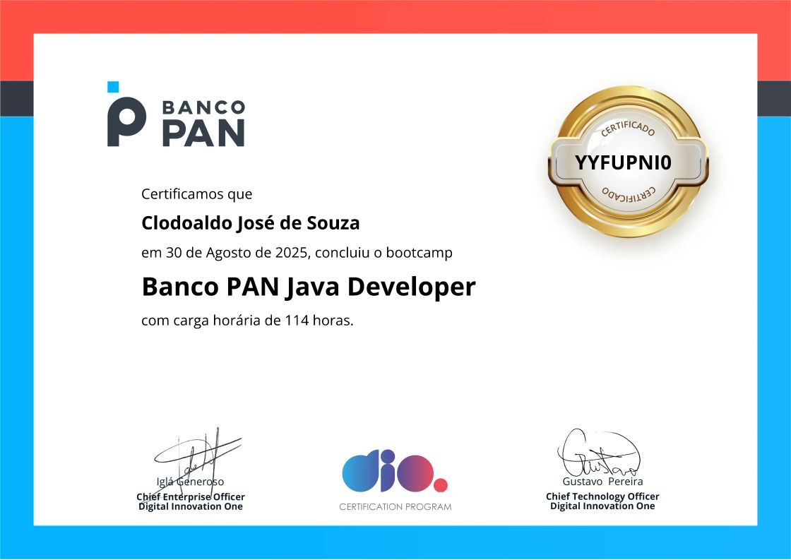 certificate of Banco PAN Java Developer