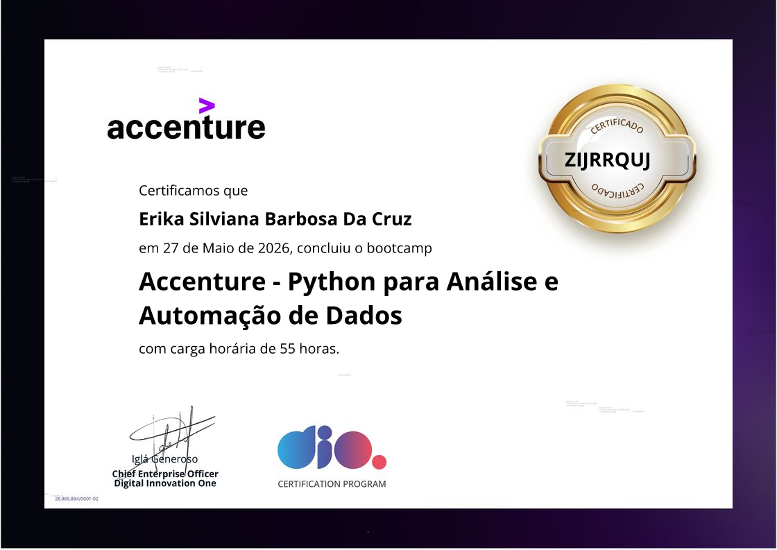 certificate of Accenture - Python para Análise e Automação de Dados