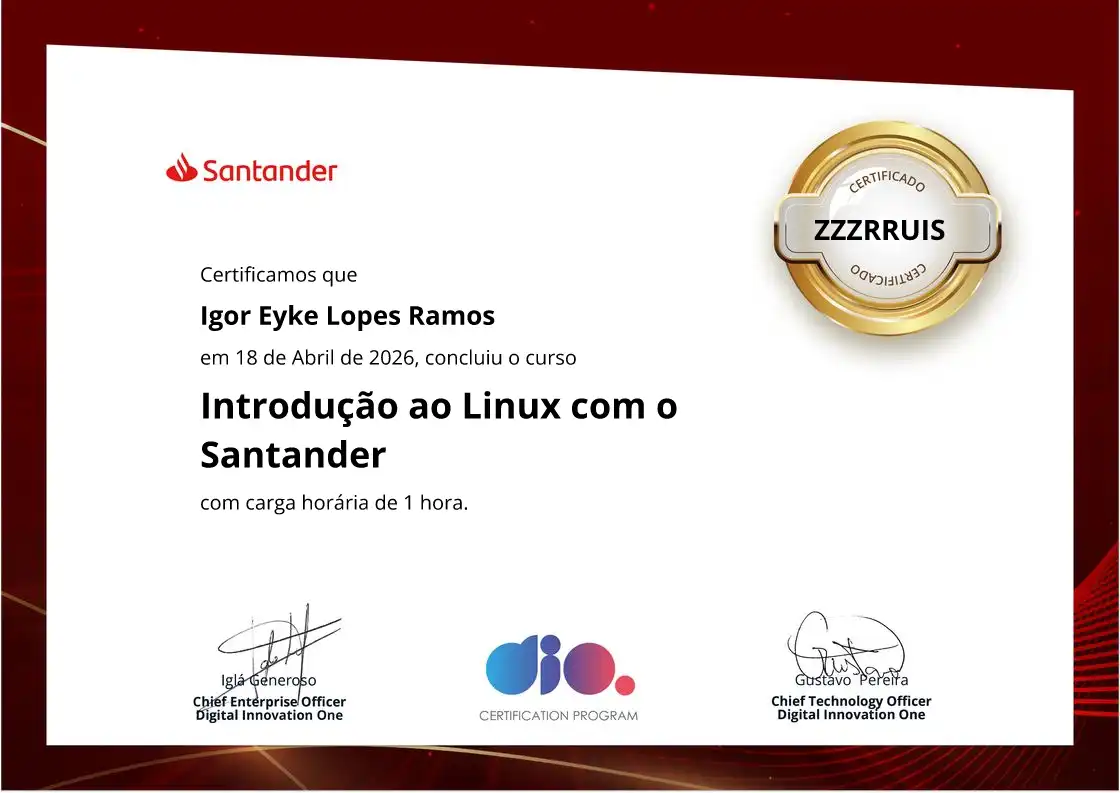 certificate of Introdução ao Linux com o Santander